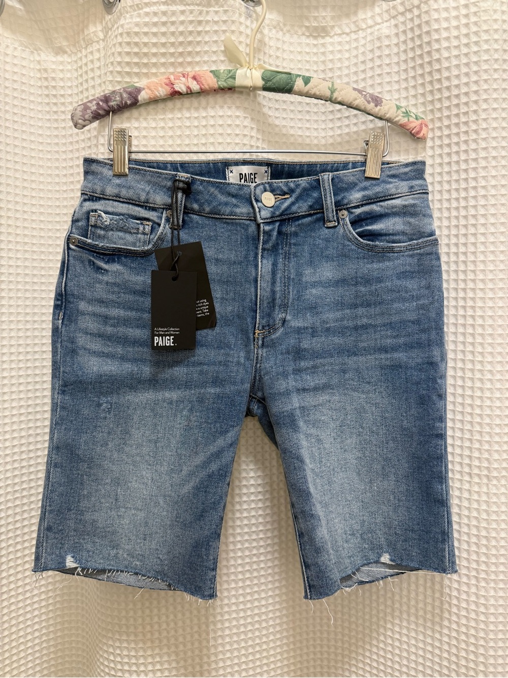 PAIGE NET Light Blue Denim Bermuda Shorts - size 28